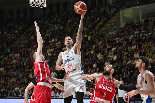 Sport Themen der Woche KW09 Sport Bilder des Tages SERBIA vs GEORGIA STEFAN JOVIC, basketball player of Serbia, during the FIBA Eurobasket Qualifiers match against Georgia at Aleksandar Nikolic hall. Belgrade, 24.02.2025. photo: MN Press photo BASKETBALL, FIBA EUROBASKET QUALIFIERS, SERBIA, GEORGIA Belgrade Aleksandar Nikolic Hall Serbia Copyright: xMarkoxMetlasx xMNxPressx