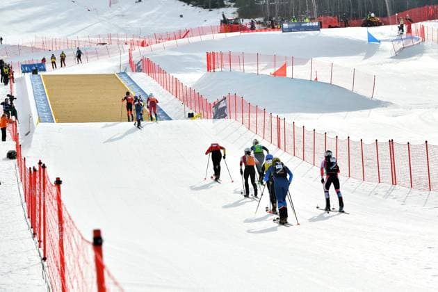 INVERNALI - Sci Alpino - ISMF World Cup - Ski Mountaineering Uphill on skis during ISMF World Cup - Ski Mountaineering, Ski Mountaineering race in Bormio, Italy, February 23 2025 Bormio Italy  Copyright: xIPAxSport ABACAx