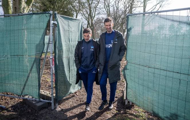 Soccer, Men, Season 2024 2025, 2 Bundesliga, Hertha BSC, Training, f l Coach Stefan Leitl Hertha BSC , Co Coach Andre Mijatovic Hertha BSC , 25 02 2025, Copyright: xMatthiasxKochx