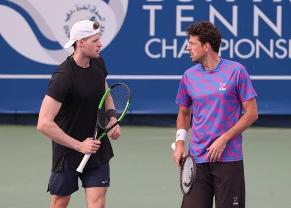 Robin Haase and Hendrik Jebens Cap , Men Doubles, Men s Doubles, Dubai Duty Free Tennis Championships, Dubai, U A E Tennis Dubai Tennis Championships 2025 ATP Dubai Duty Free Tennis Stadium Dubai United Arab Emirates 25 February 2025 Copyright: xJuergenxHasenkopfx
