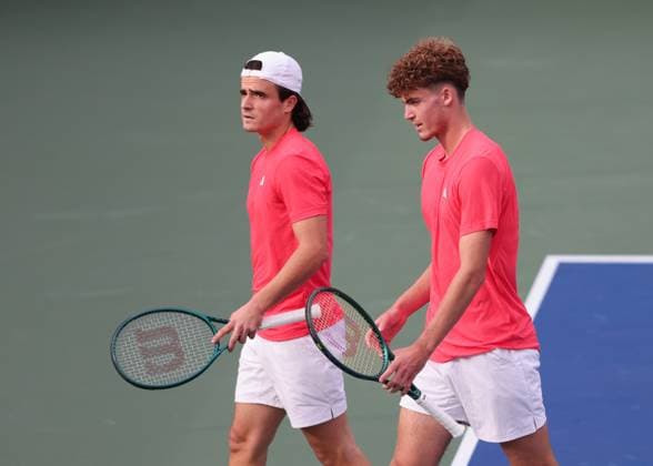 Pavlos Tsitsipas and Petros Tsitsipas Cap , Men s Doubles, Dubai Duty Free Tennis Championships, Dubai, U A E Tennis Dubai Tennis Championships 2025 ATP Dubai Duty Free Tennis Stadium Dubai United Arab Emirates 25 February 2025 Copyright: xJuergenxHasenkopfx