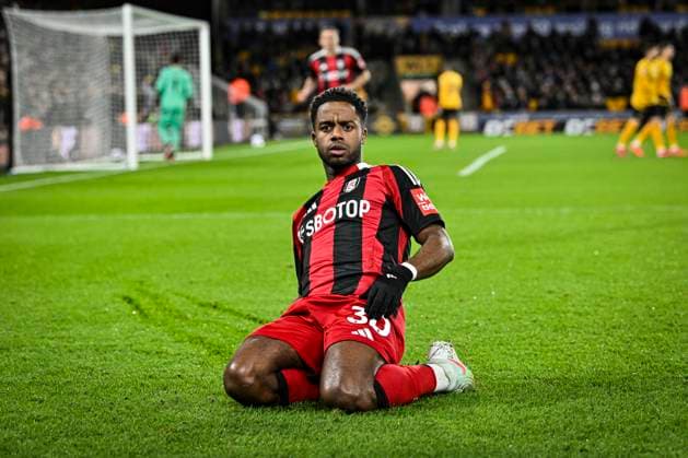 Bilder des Jahres 2025, Sport 02 Februar Sport Bilder des Tages 25th February 2025; Molineux Stadium, Wolverhampton, West Midlands, England; Premier League Football, Wolverhampton Wanderers versus Fulham; Ryan Sessegnon of Fulham celebrates scoring in the 2nd minute for 0-1  ActionPlus12754097 GodfreyxPitt