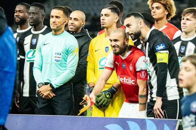 FOOTBALL : SCO Angers vs Stade de Reims - Coupe de France - Quart de Finale - 25 02 2025 Himad Abdelli (ANGERS SCO) Teddy Teuma (Stade de Reims) AngersFrance  Copyright: xBaptistexAutissierx