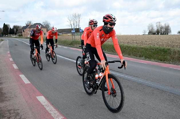 Flanders Classics opening weekend 2025 - training session 26 02 2025 GENT, BELGIUM - FEBRUARY 26 : riders of Ineos Grenadiers pictured during a during a training session ahead of the Flanders Classics opening weekend with Omloop Het Nieuwsblad and Kuurne Brussel Kuurne on February 26, 2025 in Gent, Belgium, 26 02 2025 Gent Belgium  Copyright: xJanxDexMeuleneirx