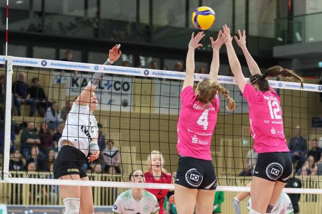 Wiesbaden, Germany February 26, 2025 1 VBL Women 2024 2025 VC Wiesbaden vs USC Münster Pictured Copyright: xFotostandx xUlrichxScherbaumx
