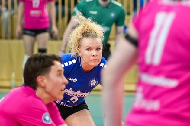 Volleyball 1 BL Women VC Wiesbaden USC Münster 26 02 25, Rene Sain VCW ,