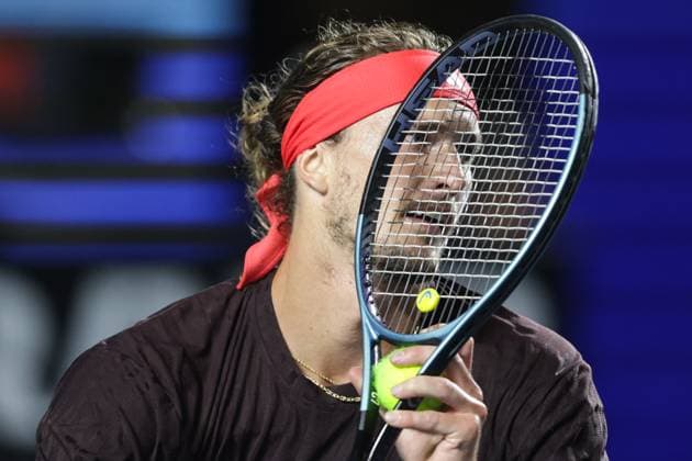 (250227) -- ACAPULCO, Feb. 27, 2025 -- Alexander Zverev of Germany reacts during the men s singles round of 16 match against Learner Tien of the United States at the 2025 ATP, Tennis Herren Mexican Open tennis tournament in Acapulco, Mexico, Feb. 26, 2025. (Photo by Xinhua) (SP)MEXICO-ACAPULCO-TENNIS-ATP-MEXICAN OPEN-MEN S SINGLES FranciscoxCanedo 
