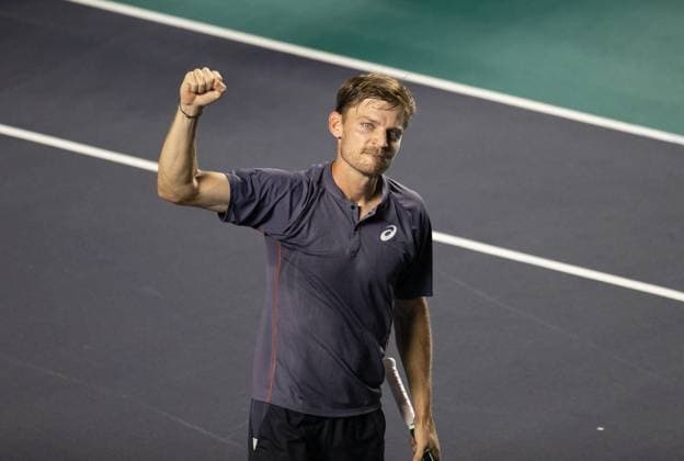 (250227) -- ACAPULCO, Feb. 27, 2025 -- David Goffin of Belgium celebrates after winning the men s singles round of 16 match against Ben Shelton of the United States at the 2025 ATP, Tennis Herren Mexican Open tennis tournament in Acapulco, Mexico, Feb. 26, 2025. ) (SP)MEXICO-ACAPULCO-TENNIS-ATP-MEXICAN OPEN-MEN S SINGLES LixMengxin 