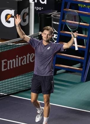 (250227) -- ACAPULCO, Feb. 27, 2025 -- David Goffin of Belgium celebrates after winning the men s singles round of 16 match against Ben Shelton of the United States at the 2025 ATP, Tennis Herren Mexican Open tennis tournament in Acapulco, Mexico, Feb. 26, 2025. ) (SP)MEXICO-ACAPULCO-TENNIS-ATP-MEXICAN OPEN-MEN S SINGLES LixMengxin 