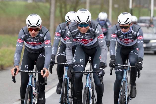 Flanders Classics opening weekend 2025 - training session 27 02 2025 GENT, BELGIUM - FEBRUARY 27 : Vermeersch Gianni (BEL) of Alpecin-Deceuninck, Philipsen Jasper (BEL) of Alpecin-Deceuninck and teammates pictured during a during a training session ahead of the Flanders Classics opening weekend with Omloop Het Nieuwsblad and Kuurne Brussel Kuurne on February 27, 2025 in Gent, Belgium, 27 02 2025 Gent Belgium  Copyright: xJanxDexMeuleneirx