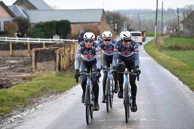 Flanders Classics opening weekend 2025 - training session 27 02 2025 GENT, BELGIUM - FEBRUARY 27 : Philipsen Jasper (BEL) of Alpecin-Deceuninck and teammates pictured during a training session ahead of the Flanders Classics opening weekend with Omloop Het Nieuwsblad and Kuurne Brussel Kuurne on February 27, 2025 in Gent, Belgium, 27 02 2025 Gent Belgium  Copyright: xJanxDexMeuleneirx