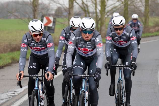 Flanders Classics opening weekend 2025 - training session 27 02 2025 GENT, BELGIUM - FEBRUARY 27 : Vermeersch Gianni (BEL) of Alpecin-Deceuninck, Philipsen Jasper (BEL) of Alpecin-Deceuninck pictured during a training session ahead of the Flanders Classics opening weekend with Omloop Het Nieuwsblad and Kuurne Brussel Kuurne on February 27, 2025 in Gent, Belgium, 27 02 2025 Gent Belgium  Copyright: xJanxDexMeuleneirx