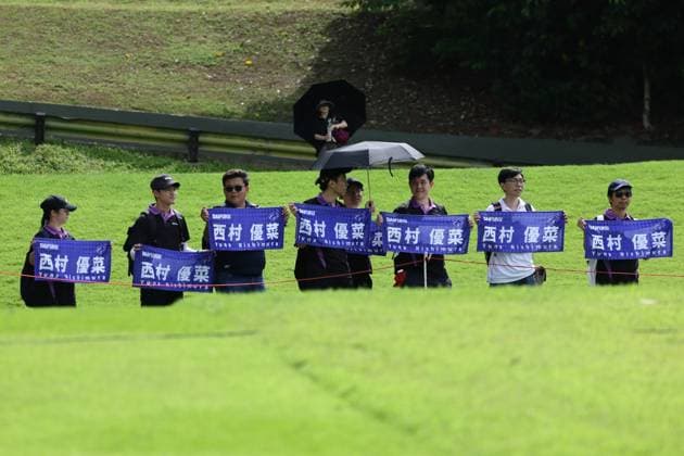 HSBC Women s World Championship, WM, Weltmeisterschaft 2025 Fans of Yuna Nishimiya of Japan are seen during round one of the HSBC Women s World Championship 2025 at Sentosa Golf Club in Singapore, on February 27, 2025. Singapore Singapore  Copyright: xSuhaimixAbdullahx originalFilename:abdullah-notitle250227_npfsL.jpg