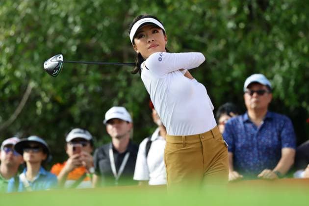 HSBC Women s World Championship, WM, Weltmeisterschaft 2025 Muni He of China competes during round one of the HSBC Women s World Championship 2025 at Sentosa Golf Club in Singapore, on February 27, 2025. Singapore Singapore  Copyright: xSuhaimixAbdullahx originalFilename:abdullah-notitle250227_np9EU.jpg