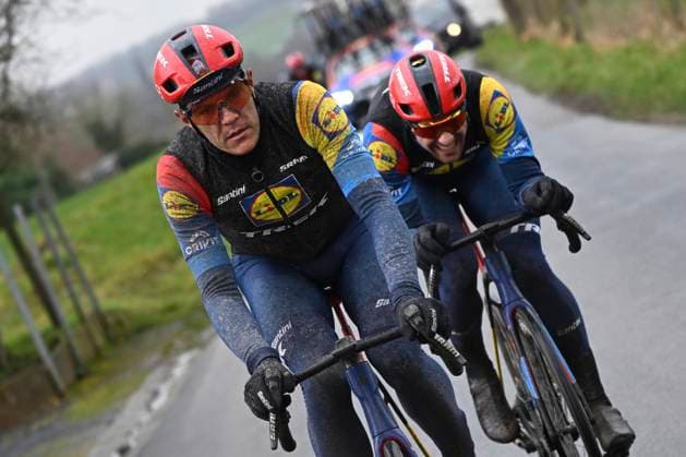 Flanders Classics opening weekend 2025 - training session 27 02 2025 GENT, BELGIUM - FEBRUARY 27 : Stuyven Jasper (BEL) of Lidl - Trek and Theuns Edward (BEL) of Lidl - Trek pictured during a training session ahead of the Flanders Classics opening weekend with Omloop Het Nieuwsblad and Kuurne Brussel Kuurne on February 27, 2025 in Gent, Belgium, 27 02 2025 Gent Belgium  Copyright: xJanxDexMeuleneirx