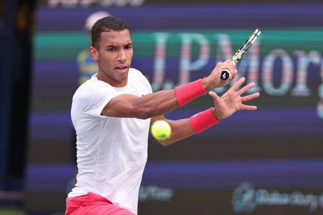 Felix Auger Aliassime CAN , Dubai Duty Free Tennis Championships, Dubai, U A E Tennis Dubai Tennis Championships 2025 ATP 500 Dubai Duty Free Tennis Stadium Dubai United Arab Emirates 27 February 2025 Copyright: xJuergenxHasenkopfx