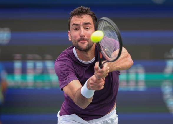 Marin Cilic CRO , Dubai Duty Free Tennis Championships, Dubai, U A E Tennis Dubai Tennis Championships 2025 ATP 500 Dubai Duty Free Tennis Stadium Dubai United Arab Emirates 27 February 2025 Copyright: xJuergenxHasenkopfx