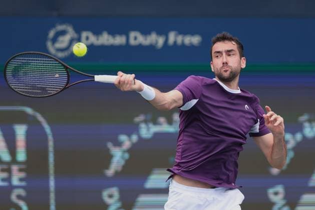 Marin Cilic CRO , Dubai Duty Free Tennis Championships, Dubai, U A E Tennis Dubai Tennis Championships 2025 ATP 500 Dubai Duty Free Tennis Stadium Dubai United Arab Emirates 27 February 2025 Copyright: xJuergenxHasenkopfx
