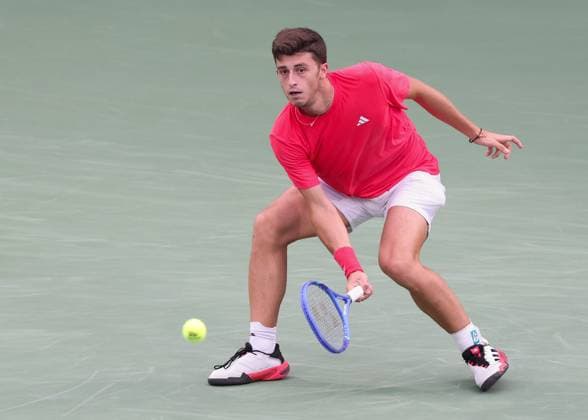 Luca Nardi ITA , Dubai Duty Free Tennis Championships, Dubai, U A E Tennis Dubai Tennis Championships 2025 ATP 500 Dubai Duty Free Tennis Stadium Dubai United Arab Emirates 27 February 2025 Copyright: xJuergenxHasenkopfx