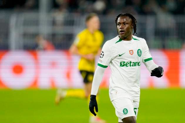 Geovany Quenda Sporting Lisbon looks on during the UEFA Champions League 2024 25 League Knockout Play off Second Leg match between Borussia Dortmund and Sporting Clube de Portugal at Signal Iduna Park on February 19, 2025 in Dortmund, Germany