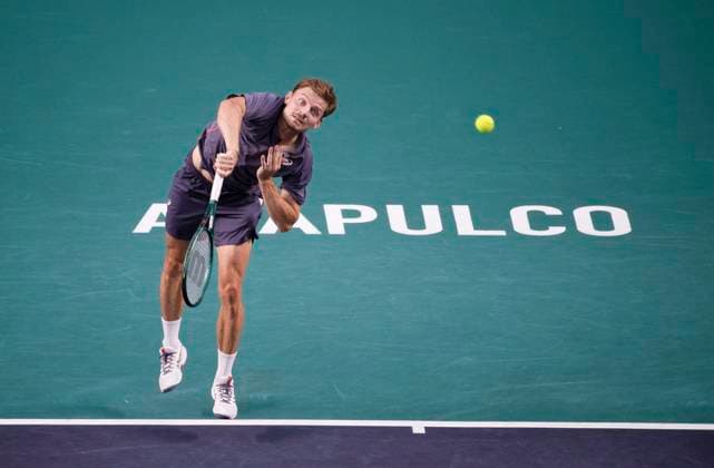 (250228) -- ACAPULCO, Feb. 28, 2025 -- David Goffin of Belgium serves during the singles quarterfinal match against Nakashima Brandon of the United States at the 2025 ATP, Tennis Herren Mexican Open tennis tournament in Acapulco, Mexico, Feb. 27, 2025. ) (SP)MEXICO-ACAPULCO-TENNIS-ATP-MEXICAN OPEN-SINGLES-QUARTERFINAL LixMengxin 
