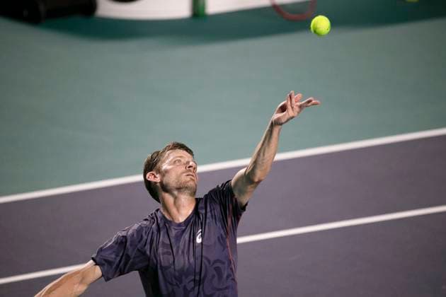 (250228) -- ACAPULCO, Feb. 28, 2025 -- David Goffin of Belgium serves during the singles quarterfinal match against Nakashima Brandon of the United States at the 2025 ATP, Tennis Herren Mexican Open tennis tournament in Acapulco, Mexico, Feb. 27, 2025. ) (SP)MEXICO-ACAPULCO-TENNIS-ATP-MEXICAN OPEN-SINGLES-QUARTERFINAL LixMengxin 