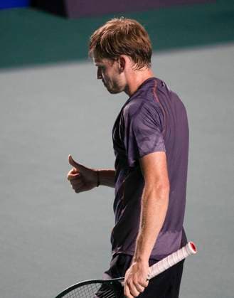 (250228) -- ACAPULCO, Feb. 28, 2025 -- David Goffin of Belgium reacts during the singles quarterfinal match against Nakashima Brandon of the United States at the 2025 ATP, Tennis Herren Mexican Open tennis tournament in Acapulco, Mexico, Feb. 27, 2025. ) (SP)MEXICO-ACAPULCO-TENNIS-ATP-MEXICAN OPEN-SINGLES-QUARTERFINAL LixMengxin 