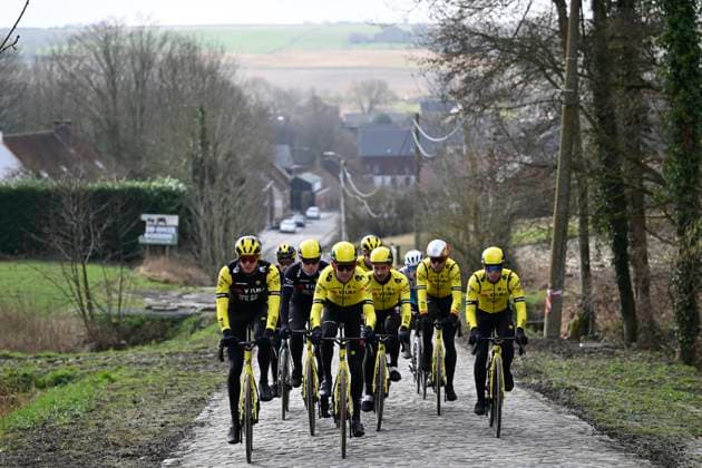 Flanders Classics opening weekend 2025 - training session 28 02 2025 OUDENAARDE, BELGIUM - FEBRUARY 28 : riders of Team Visma Lease a Bike pictured during a during a training session ahead of the Flanders Classics opening weekend with Omloop Het Nieuwsblad and Kuurne Brussel Kuurne on February 28, 2025 in Oudenaarde, Belgium, 28 02 2025 Oudenaarde Belgium  Copyright: xNicoxVereeckenx