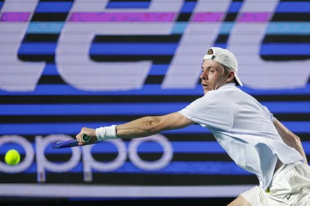 (250228) -- ACAPULCO, Feb. 28, 2025 -- Denis Shapovalov of Canada hits a return during the singles quarterfinal match against Marcos Giron of the United States at the 2025 ATP, Tennis Herren Mexican Open tennis tournament in Acapulco, Mexico, Feb. 27, 2025. (Photo by Xinhua) (SP)MEXICO-ACAPULCO-TENNIS-ATP-MEXICAN OPEN-SINGLES-QUARTERFINAL FranciscoxCanedo 