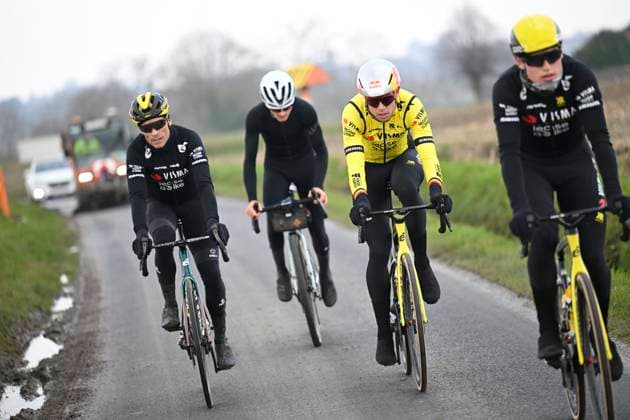 Flanders Classics opening weekend 2025 - training session 28 02 2025 OUDENAARDE, BELGIUM - FEBRUARY 28 : Van Aert Wout (BEL) of Team Visma Lease a Bike and Niermann Grischa (GER) Ass. Sports Director of Team Visma Lease a Bike pictured during a during a training session ahead of the Flanders Classics opening weekend with Omloop Het Nieuwsblad and Kuurne Brussel Kuurne on February 28, 2025 in Oudenaarde, Belgium, 28 02 2025 Oudenaarde Belgium  Copyright: xNicoxVereeckenx