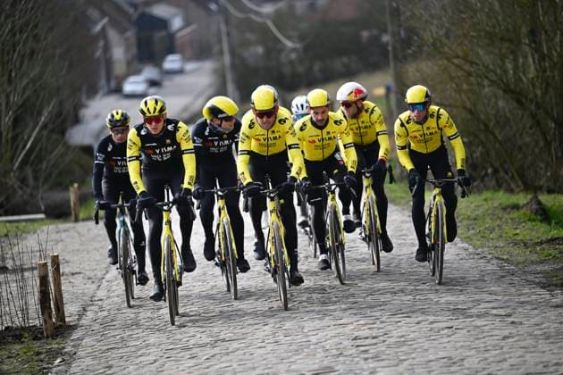 Flanders Classics opening weekend 2025 - training session 28 02 2025 OUDENAARDE, BELGIUM - FEBRUARY 28 : Jorgenson Matteo (USA) of Team Visma Lease a Bike and Benoot Tiesj (BEL) of Team Visma Lease a Bike pictured during a during a training session ahead of the Flanders Classics opening weekend with Omloop Het Nieuwsblad and Kuurne Brussel Kuurne on February 28, 2025 in Oudenaarde, Belgium, 28 02 2025 Oudenaarde Belgium  Copyright: xNicoxVereeckenx