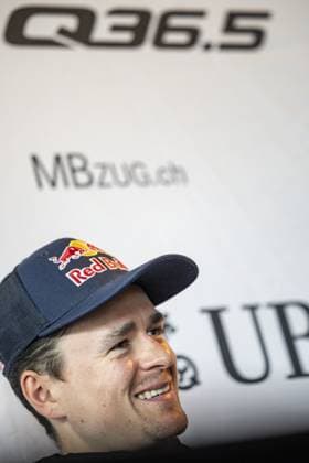 British Tom Pidcock of Q36.5 Pro Cycling Team pictured during a press conference, PK, Pressekonferenz of Q36.5 Pro Cycling Team, Friday 28 February 2025, in Waregem, ahead of this weekend s one-day cycling race Omloop Het Nieuwsblad, opening race of the Flemish classic one day races season. DAVIDxPINTENS  x113665645x