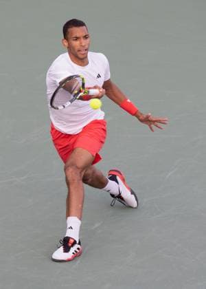 Felix Auger Aliassime CAN , Dubai Duty Free Tennis Championships, Dubai, U A E Tennis Dubai Tennis Championships 2025 ATP 500 Dubai Duty Free Tennis Stadium Dubai United Arab Emirates 28 February 2025 Copyright: xJuergenxHasenkopfx