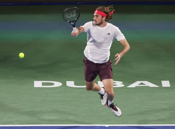 Stefanos Tsitsipas, Dubai Duty Free Tennis Championships, Dubai, U A E Tennis Dubai Tennis Championships 2025 ATP 500 Dubai Duty Free Tennis Stadium Dubai United Arab Emirates 28 February 2025 Copyright: xJuergenxHasenkopfx