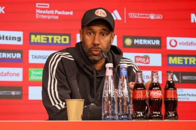 28 02 2025, xfanx, Soccer 2 Bundesliga, Fortuna Duesseldorf SpVgg Greuther Fuerth v l Head Coach Daniel Thioune Fortuna Duesseldorf at the press conference DFL DFB REGULATIONS PROHIBIT ANY USE OF PHOTOGRAPHS as IMAGE SEQUENCES and or QUASI VIDEO Duesseldorf mfan
