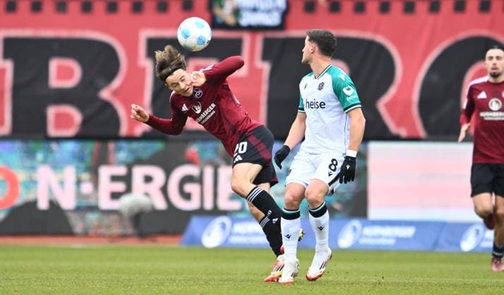 01 03 2025 Soccer Season 2024 2025 2 Soccer Bundesliga 24 Matchday 1 FC Nürnberg FCN Club Hannover 96 H96 Sportfoto Zink xwoxzix DFL regulations prohibit any use of photographs as image sequences and or quasi video only for editorial use Caspar Jander 20, 1 FC Nürnberg FCN Enzo Leopold 8, Hannover 96 H96