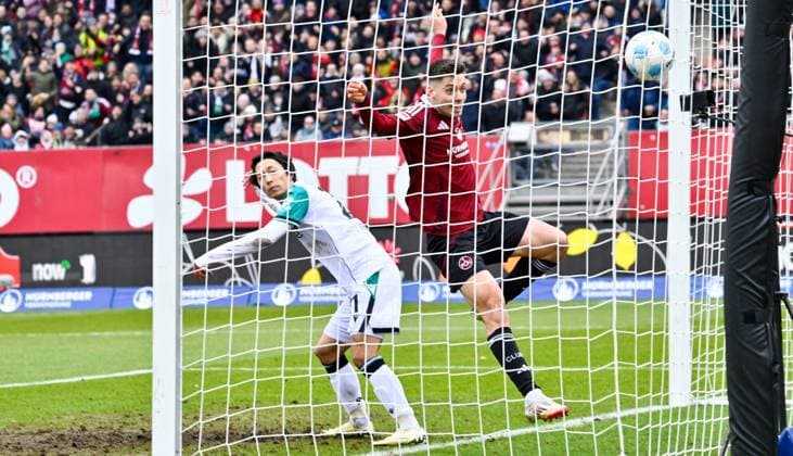 01 03 2025 Soccer Season 2024 2025 2 Soccer Bundesliga 24 Matchday 1 FC Nürnberg FCN Club Hannover 96 H96 Sportfoto Zink xwoxzix DFL regulations prohibit any use of photographs as image sequences and or quasi video only for editorial use Stefanos Tzimas 9, 1 FC Nürnberg FCN erzielt Treffer Tor Torschuß zum 1 0 gegen Sei Muroya 21, Hannover 96 H96