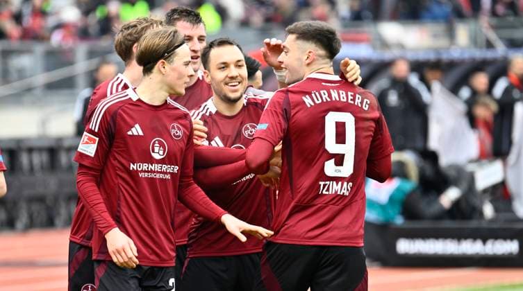 01 03 2025 Soccer Season 2024 2025 2 Soccer Bundesliga 24 Matchday 1 FC Nürnberg FCN Club Hannover 96 H96 Sportfoto Zink xwoxzix DFL regulations prohibit any use of photographs as image sequences and or quasi video only for editorial use Torjubel Jubel nach Treffer Torschuß zum 1 0 durch Stefanos Tzimas 9, 1 FC Nürnberg FCN Caspar Jander 20, 1 FC Nürnberg FCN Julian Justvan 10, 1 FC Nürnberg FCN Stefanos Tzimas 9, 1 FC Nürnberg FCN