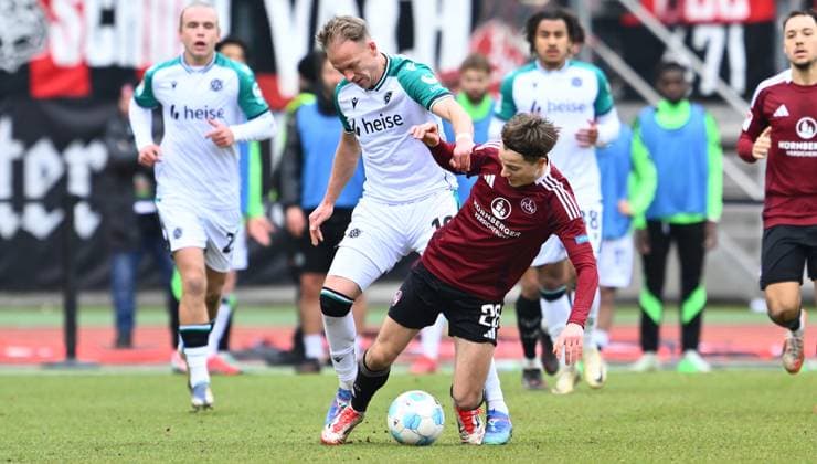 01 03 2025 Soccer Season 2024 2025 2 Soccer Bundesliga 24 Matchday 1 FC Nürnberg FCN Club Hannover 96 H96 Sportfoto Zink xwoxzix DFL regulations prohibit any use of photographs as image sequences and or quasi video only for editorial use Havard Nielsen 16, Hannover 96 H96 Caspar Jander 20, 1 FC Nürnberg FCN