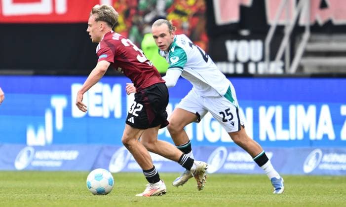 01 03 2025 Soccer Season 2024 2025 2 Soccer Bundesliga 24 Matchday 1 FC Nürnberg FCN Club Hannover 96 H96 Sportfoto Zink xwoxzix DFL regulations prohibit any use of photographs as image sequences and or quasi video only for editorial use Tim Janisch 32, 1 FC Nürnberg FCN Lars Gindorf 25, Hannover 96 H96