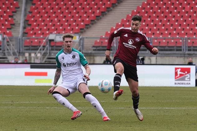01 03 2025 Soccer Season 2024 2025 2 Soccer Bundesliga 24 Matchday 1 FC Nürnberg FCN Club Hannover 96 H96 Sportfoto Zink DaMa xdaxmax DFL regulations prohibit any use of photographs as image sequences and or quasi video only for editorial use Josh Knight 2, Hannover 96 H96 Stefanos Tzimas 9, 1 FC Nürnberg FCN