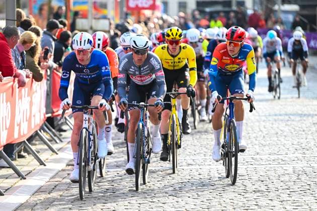 Omloop Het Nieuwsblad 2025 Cycling Race Ninove, Belgium - March 01 : Philipsen Jasper (BEL) of Alpecin-Deceuninck in action during the Men Elite UCI World Tour 80th Flanders Classics Omloop Het Nieuwsblad cycling race of 197 kms with start in Ghent and finish in Ninove on March 1, 2025 in Ninove, Belgium, 1 03 2025 ( Motordriver Kenny Verfaillie - Ninove Belgium  Copyright: xVincentxKalutx