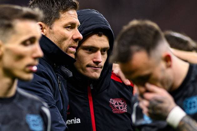 FRANKFURT, GERMANY - 1 MARCH, 2025: Xabi Alonso, Florian Wirtz - The Bundesliga match Eintracht Frankfurt vs FC Bayer 04 Leverkusen at Deutsche Bank Park.  Copyright: xVITALIIxKLIUIEVx