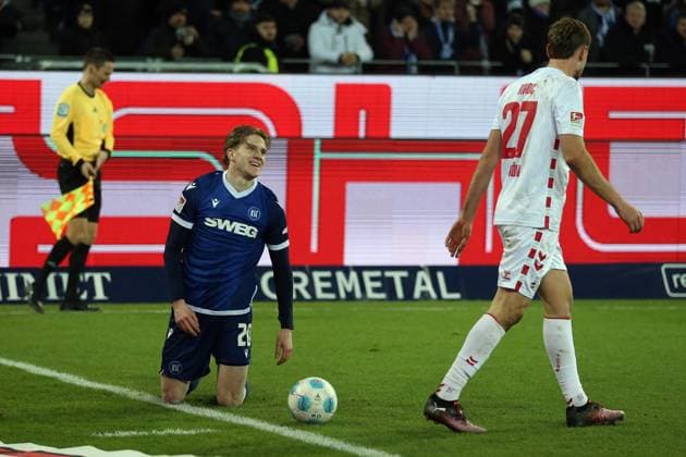 01 03 2025, xrekx, Soccer 2 Bundesliga, Karlsruher SC 1 FC Köln v l David Herold Karlsruher SC Imad Rondic 1 FC Koeln DFL DFB REGULATIONS PROHIBIT ANY USE OF PHOTOGRAPHS as IMAGE SEQUENCES and or QUASI VIDEO Karlsruhe