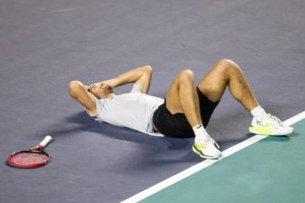 (250302) -- ACAPULCO, March 2, 2025 -- Tomas Machac celebrates after the singles final match between Tomas Machac of the Czech Republic and Alejandro Davidovich Fokina of Spain at the 2025 ATP, Tennis Herren Mexican Open tennis tournament in Acapulco, Mexico, March 1, 2025. (Photo by Xinhua) (SP)MEXICO-ACAPULCO-TENNIS-ATP-MEXICAN OPEN-SINGLES-FINAL FranciscoxCanedo 