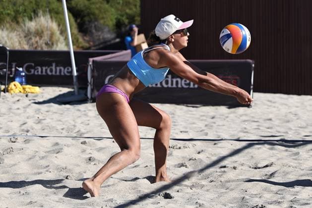 GJ Gardner Beach volleyball, Beachvolleyball womens final Alaina Chacon during the GJ Gardner beach volleyball womens final at Main Beach in Mt Maunganui, Tauranga, New Zealand on Sunday March 02, 2025. Mt Maunganui, Tauranga Main Beach BOP New Zealand Copyright: xAaronxGillionsx 20250302Vollyball_081