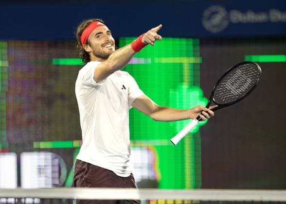 Stefanos Tsitsipas celebrates after the victory,Cheers,Joy,Emotion, Final, Final, Dubai Duty Free Tennis Championships, Dubai, U A E Copyright: xJuergenxHasenkopfx