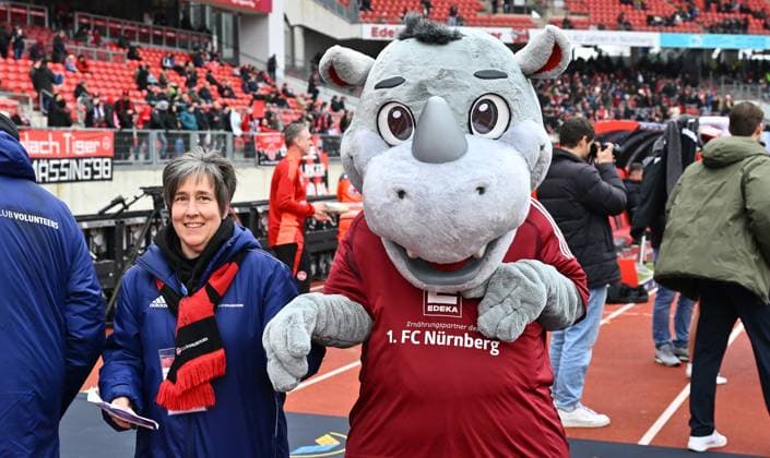 01 03 2025 Soccer Season 2024 2025 2 Soccer Bundesliga 24 Matchday 1 FC Nürnberg FCN Club Hannover 96 H96 Sportfoto Zink xwoxzix DFL regulations prohibit any use of photographs as image sequences and or quasi video only for editorial use Mascot Rhino Rhinola