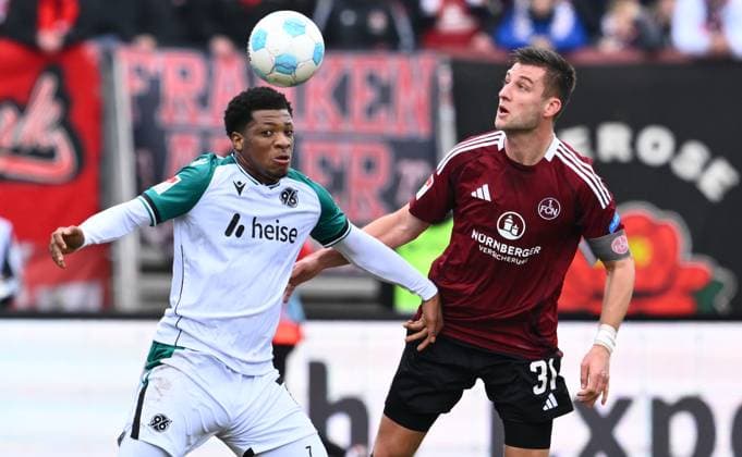 01 03 2025 Soccer Season 2024 2025 2 Soccer Bundesliga 24 Matchday 1 FC Nürnberg FCN Club Hannover 96 H96 Sportfoto Zink xwoxzix DFL regulations prohibit any use of photographs as image sequences and or quasi video only for editorial use Jessic Ngankam 7, Hannover 96 H96 Robin Knoche 31, 1 FC Nürnberg FCN