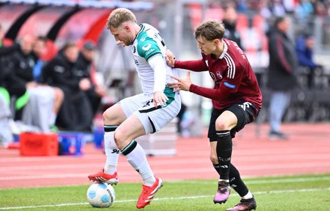 01 03 2025 Soccer Season 2024 2025 2 Soccer Bundesliga 24 Matchday 1 FC Nürnberg FCN Club Hannover 96 H96 Sportfoto Zink xwoxzix DFL regulations prohibit any use of photographs as image sequences and or quasi video only for editorial use Andreas Voglsammer 32, Hannover 96 H96 Tim Drexler 5, 1 FC Nürnberg FCN